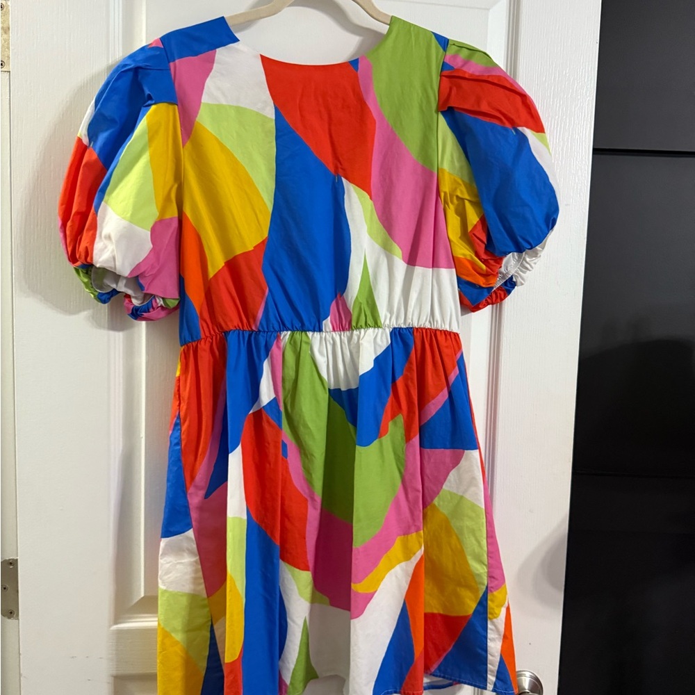 Sugar lips Colorful Puff Sleeve Dress.Size L